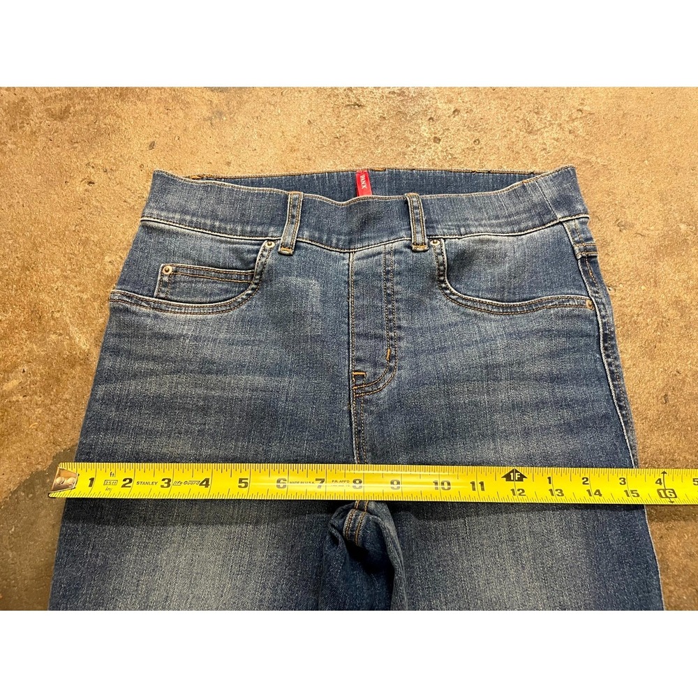 Spanx Jeans Womens Small Blue Denim Cotton Stretch Pull on Mid Rise Straight Leg - Picture 11 of 16